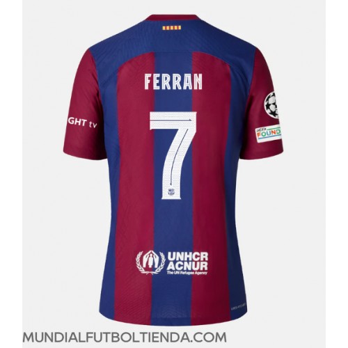 Camiseta Barcelona Ferran Torres #7 Primera Equipación Replica 2023-24 mangas cortas